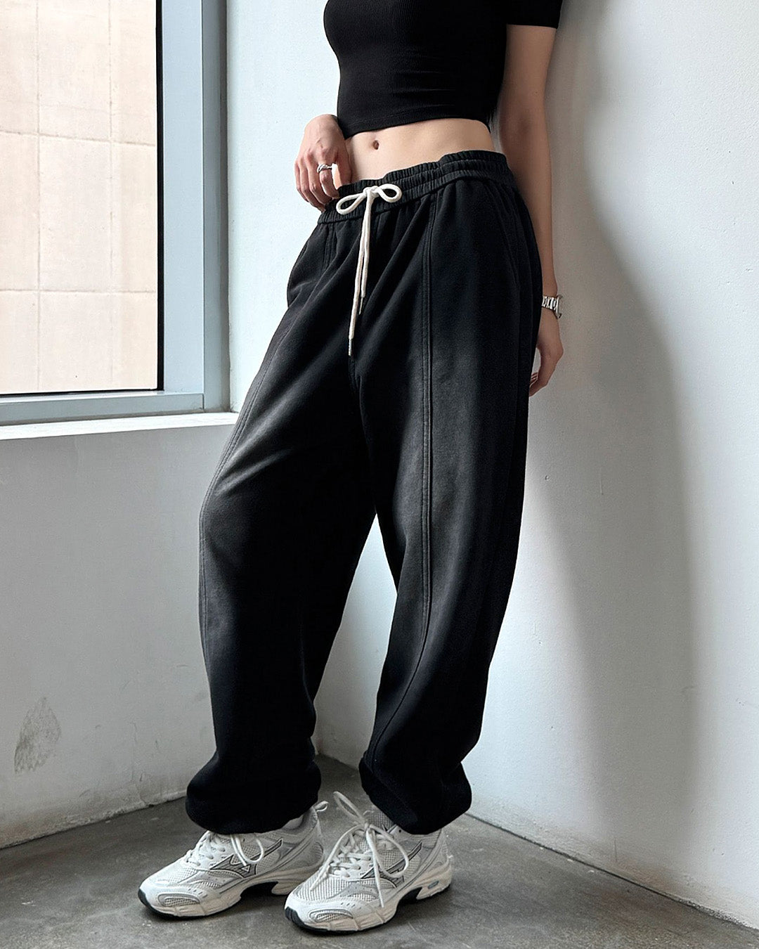 Washed Loose-Fit Cotton Jogger Pants