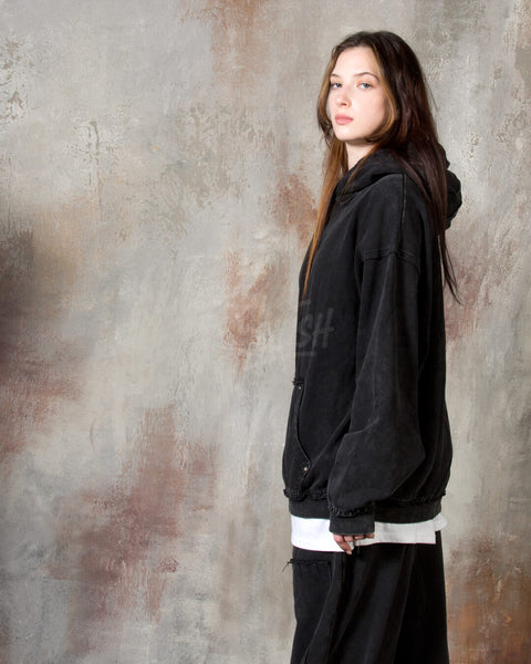 Vintage Washed Black Oversized Hoodie
