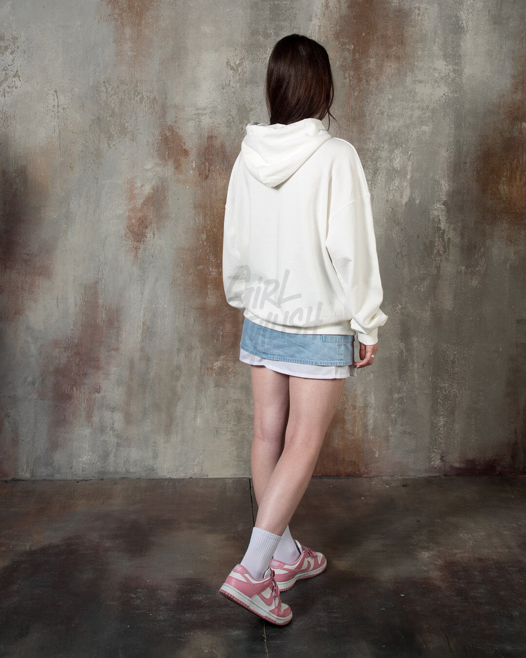 Pink Bear Graphic Loose-Fit Hoodie