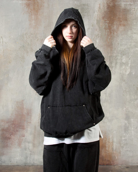 Vintage Washed Black Oversized Hoodie
