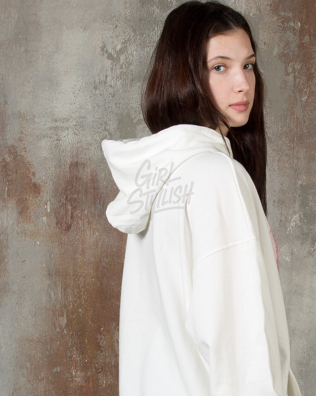 Pink Bear Graphic Loose-Fit Hoodie