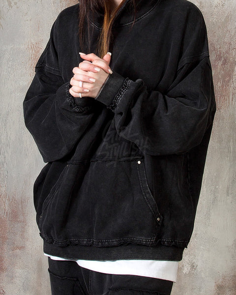 Vintage Washed Black Oversized Hoodie