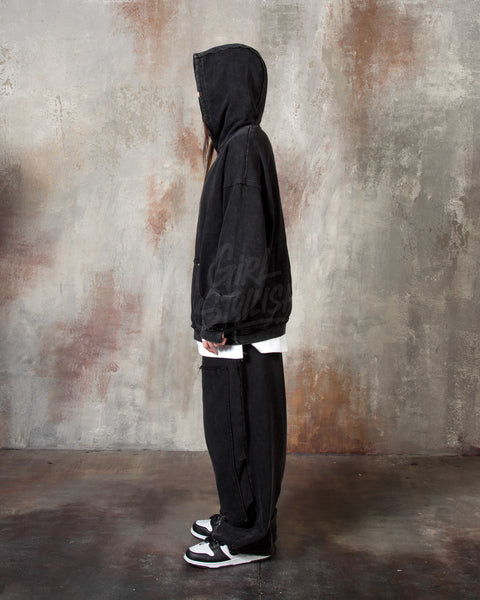 Vintage Washed Black Wide-Leg Cargo Pants