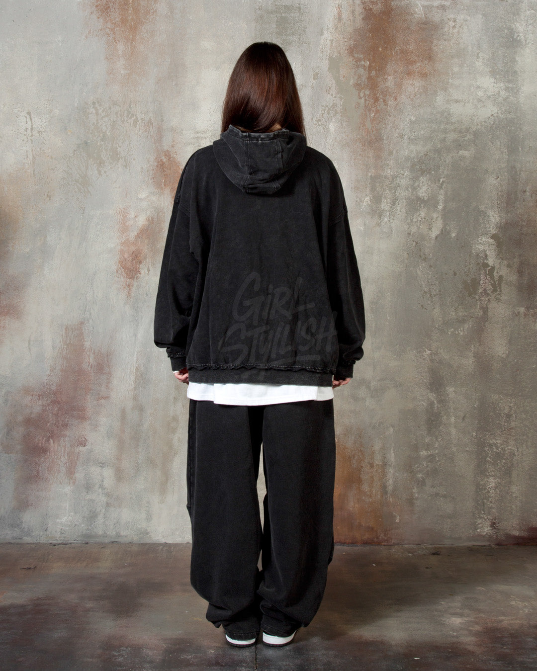 Vintage Washed Black Wide-Leg Cargo Pants