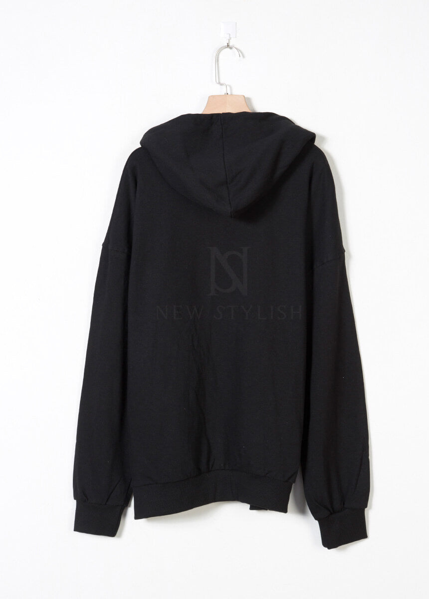 Pink Bear Graphic Loose-Fit Hoodie