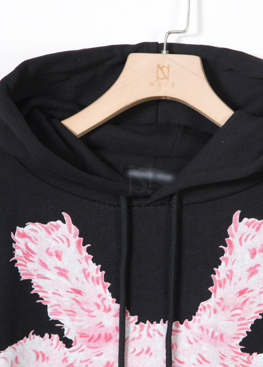 Pink Bear Graphic Loose-Fit Hoodie
