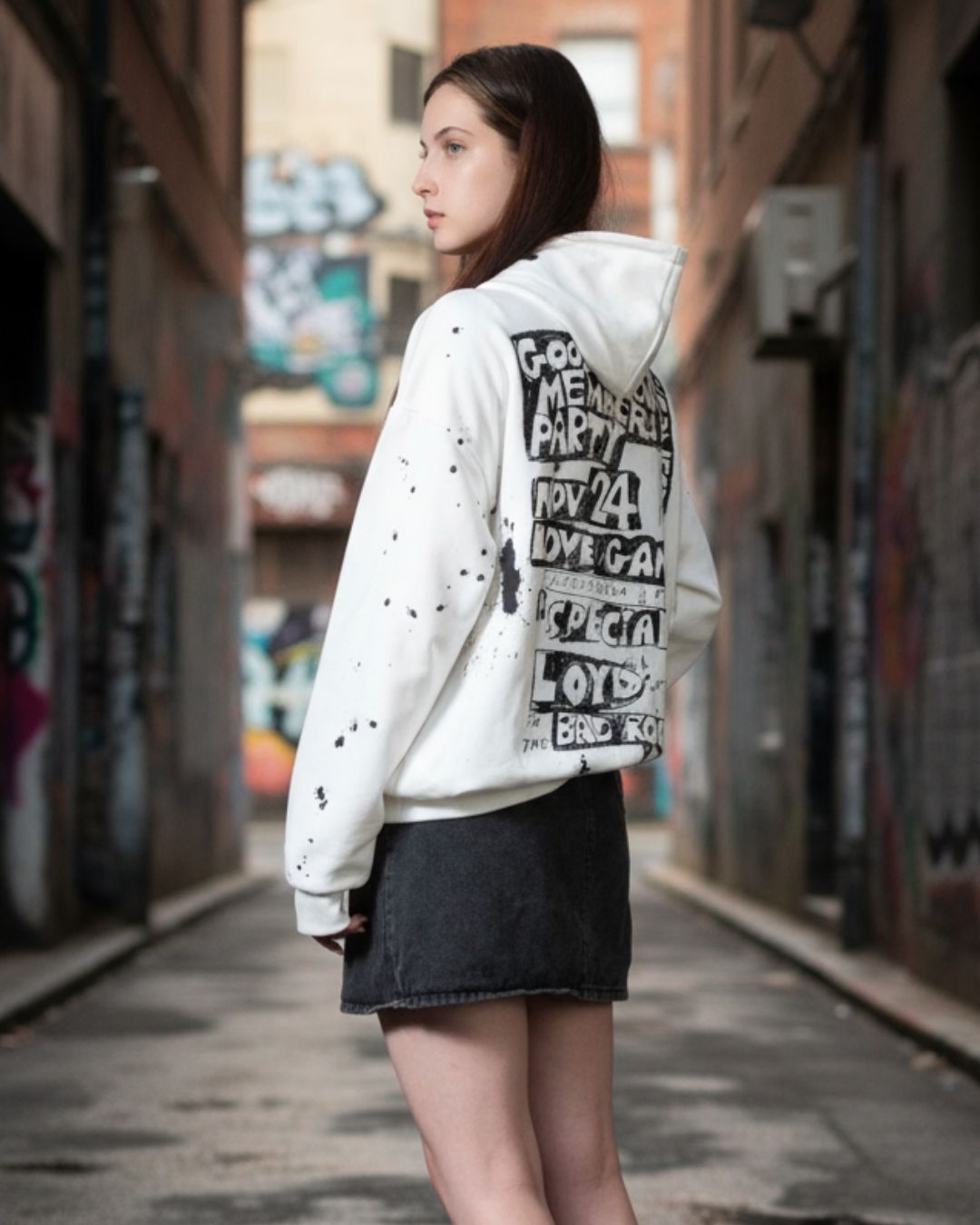 Paint Splatter Graphic Oversized Hoodie