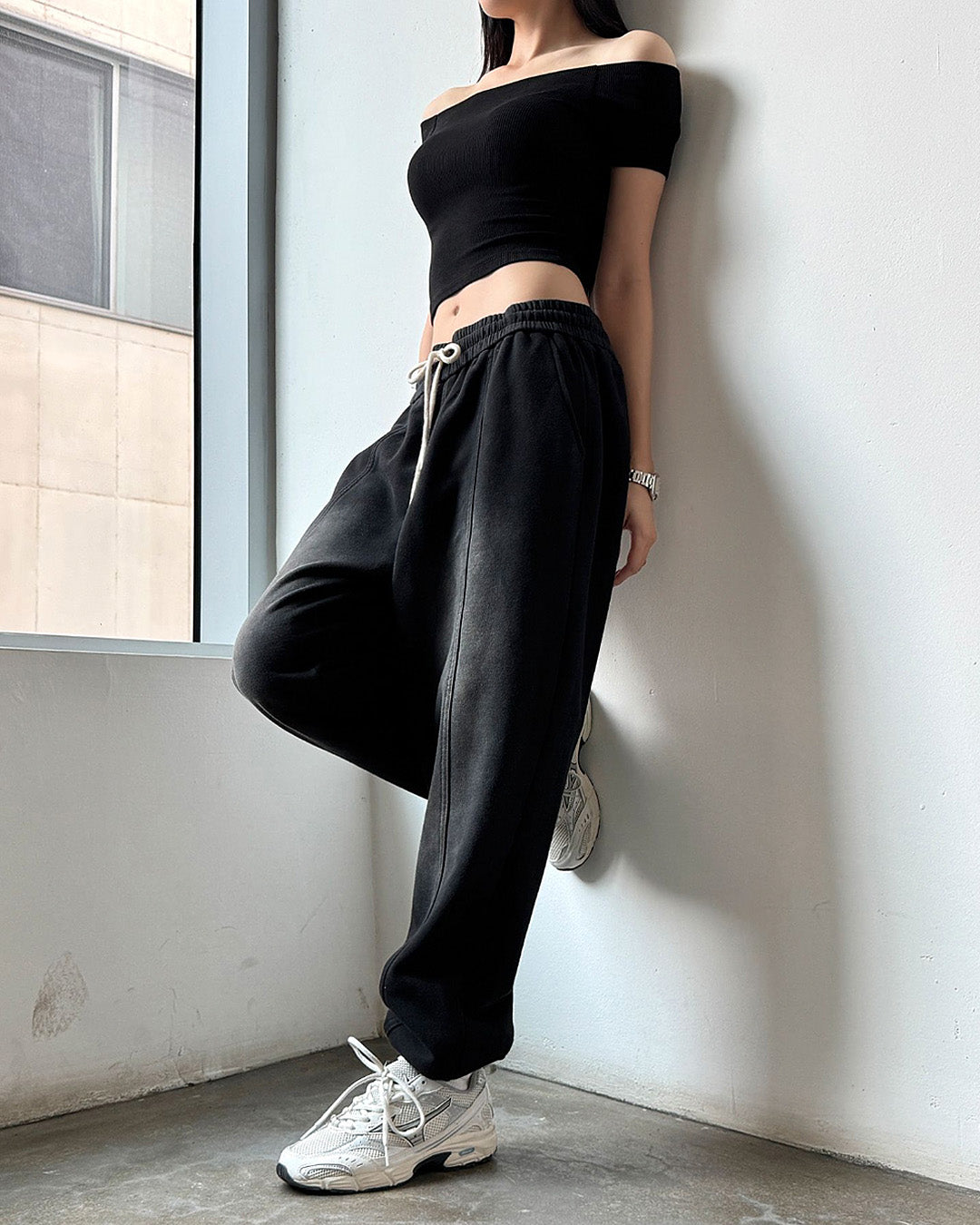 Washed Loose-Fit Cotton Jogger Pants