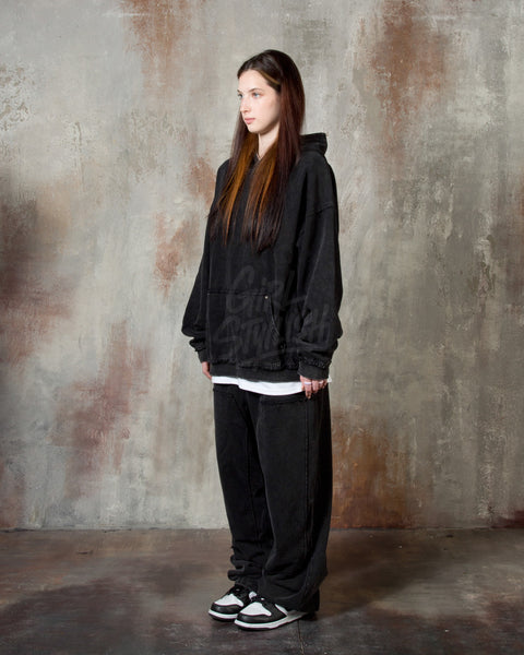 Vintage Washed Black Wide-Leg Cargo Pants