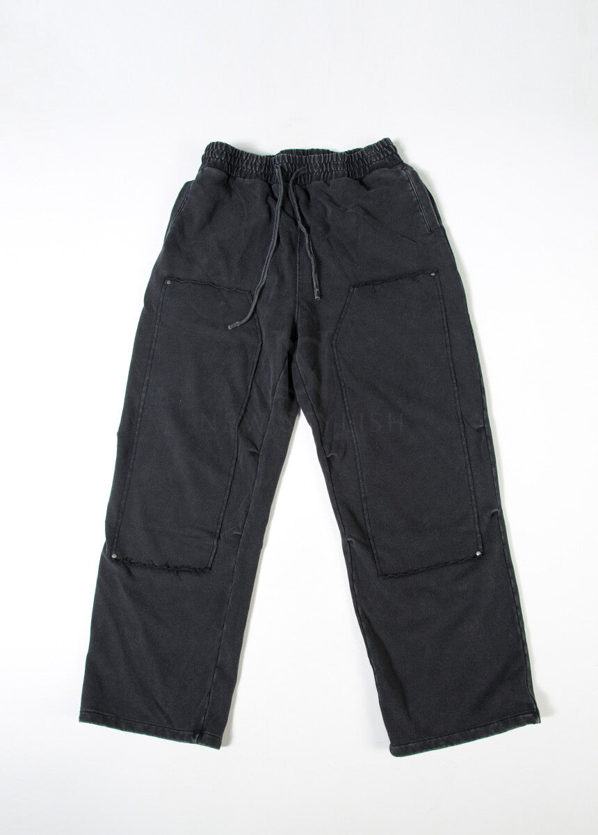 Vintage Washed Black Wide-Leg Cargo Pants