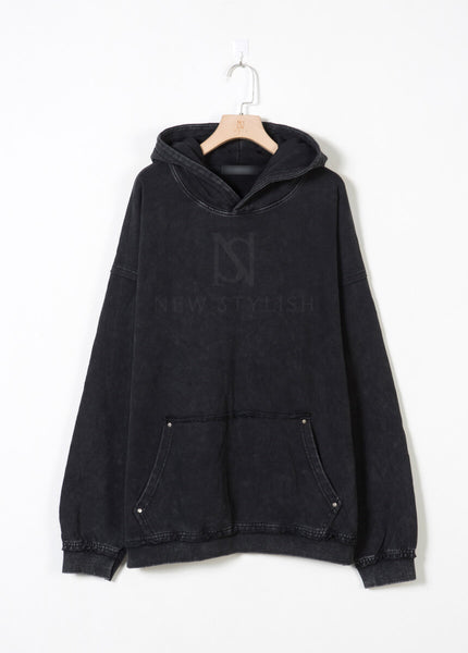 Vintage Washed Black Oversized Hoodie