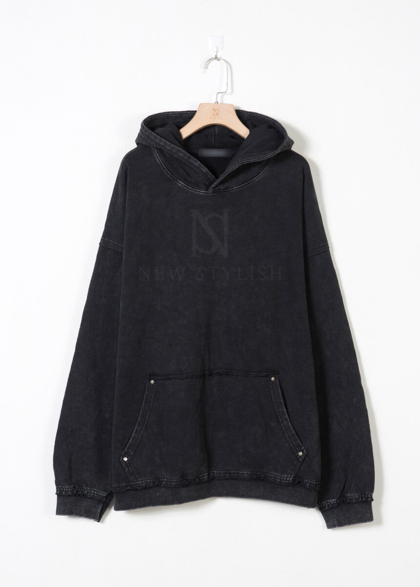 Vintage Washed Black Oversized Hoodie