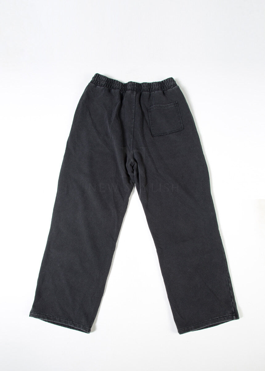Vintage Washed Black Wide-Leg Cargo Pants
