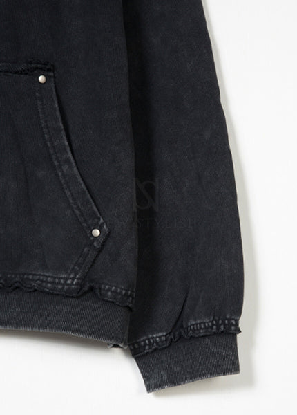 Vintage Washed Black Oversized Hoodie