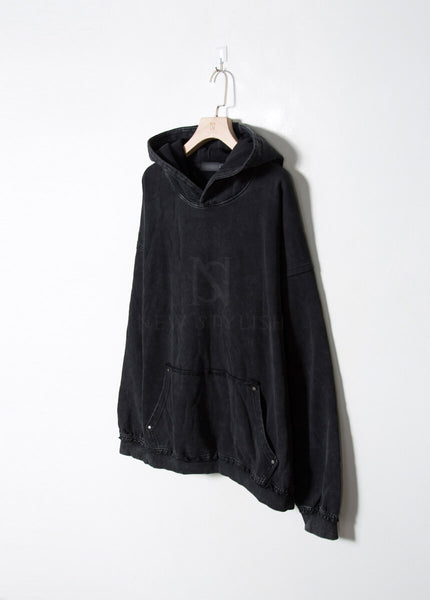 Vintage Washed Black Oversized Hoodie