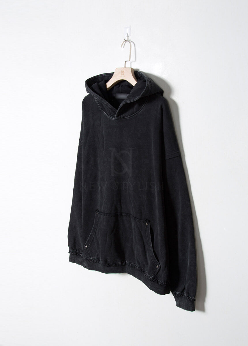 Vintage Washed Black Oversized Hoodie