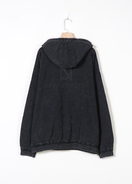 Vintage Washed Black Oversized Hoodie