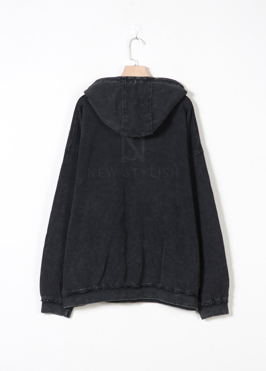 Vintage Washed Black Oversized Hoodie