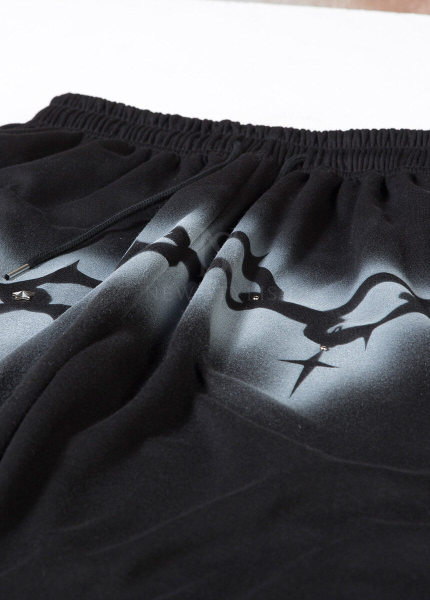 Vintage Chain Graphic Wide-Leg Jogger Pants