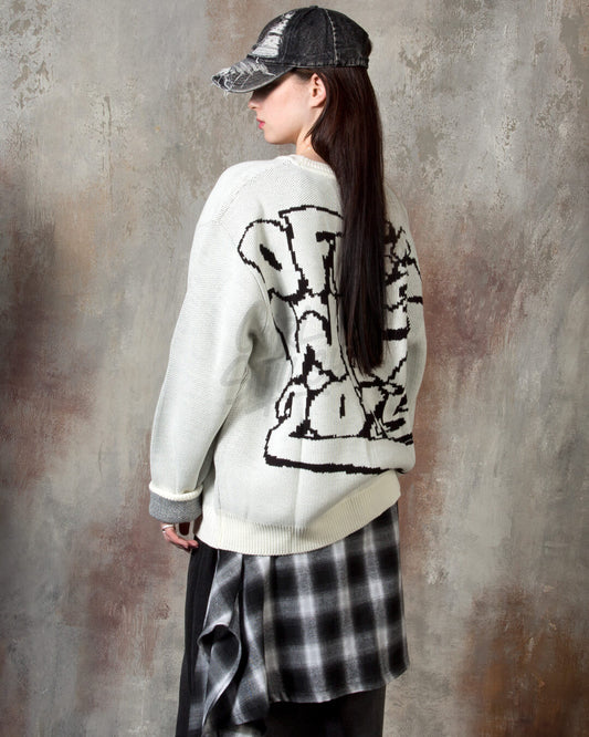 Graffiti Graphic Oversized Intarsia Knit Sweater