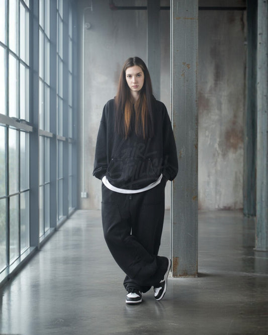 Vintage Washed Black Oversized Hoodie