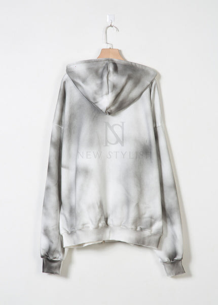 Vintage Washed Punk Rock Graphic Zip-Up Warmer Hoodie