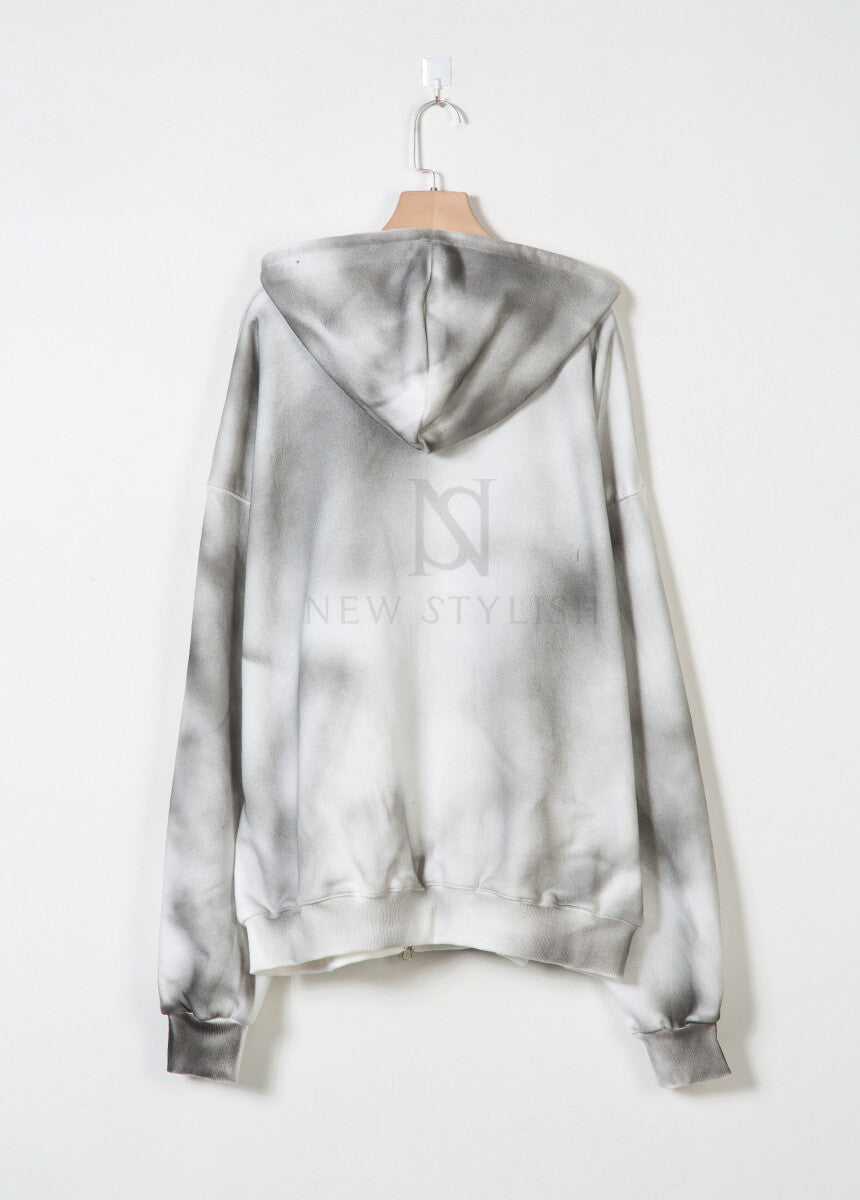 Vintage Washed Punk Rock Graphic Zip-Up Warmer Hoodie
