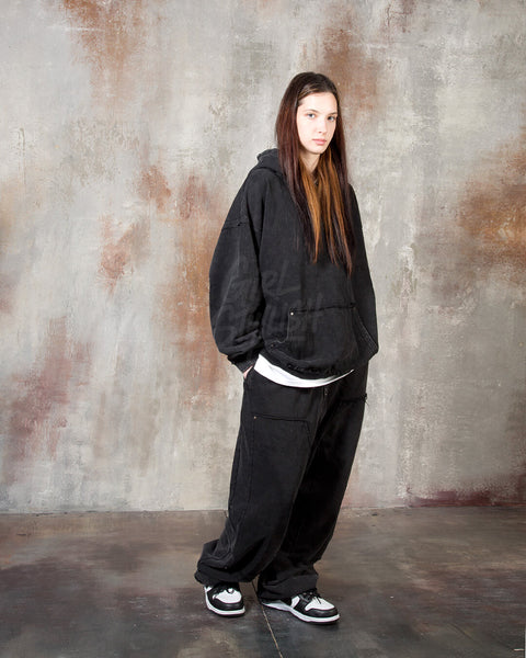 Vintage Washed Black Wide-Leg Cargo Pants