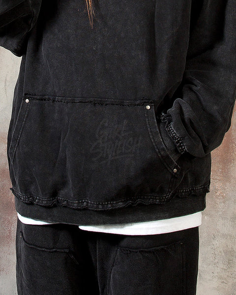 Vintage Washed Black Oversized Hoodie