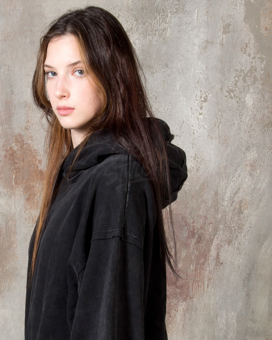 Vintage Washed Black Oversized Hoodie