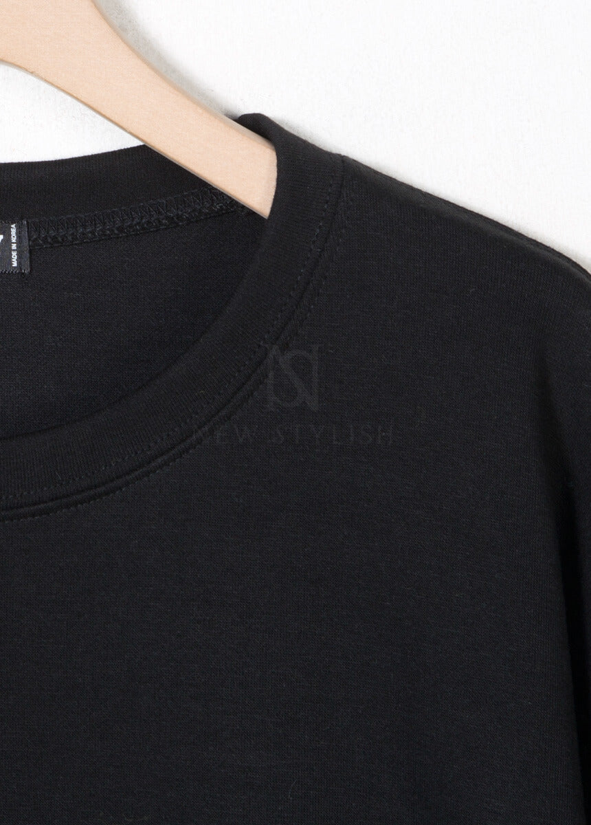 Oversized Cotton Plain Long-Sleeve T-shirt