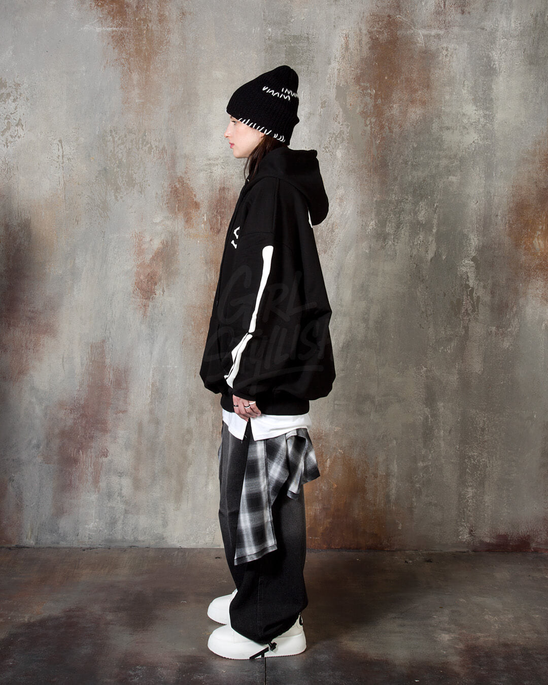 Bone Skeleton Graphic Oversized Hoodie