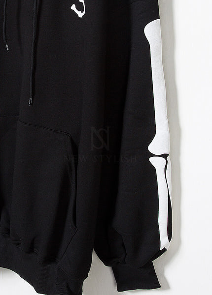 Bone Skeleton Graphic Oversized Hoodie