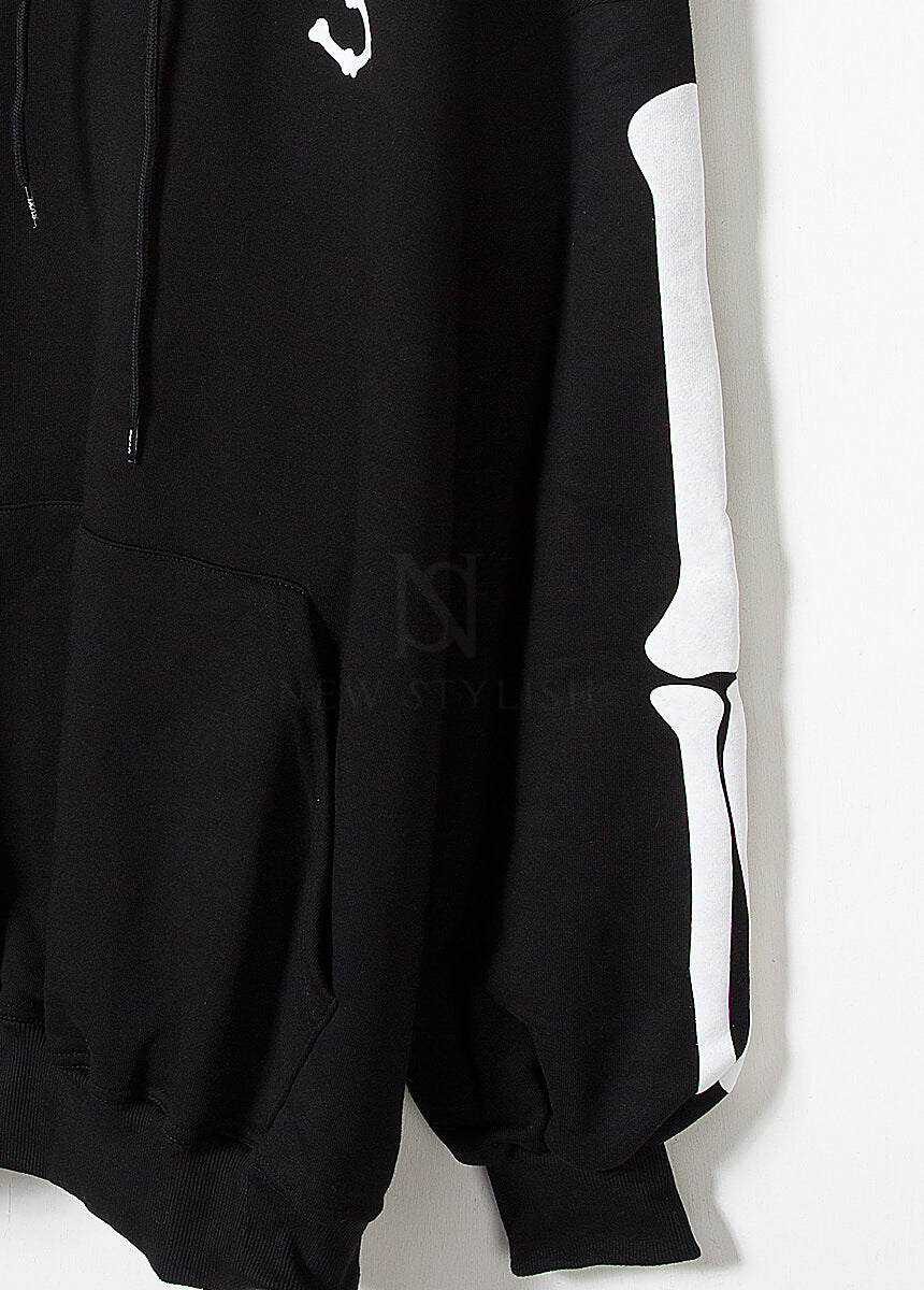 Bone Skeleton Graphic Oversized Hoodie
