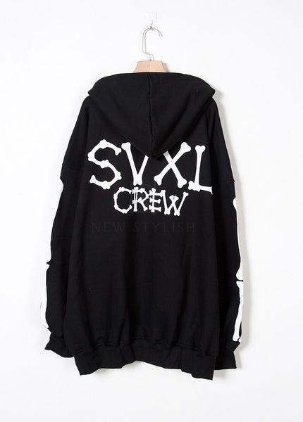 Bone Skeleton Graphic Oversized Hoodie