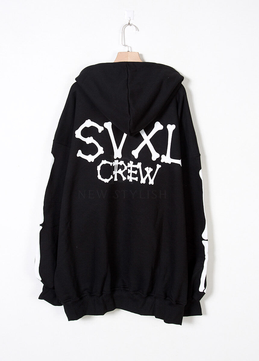 Bone Skeleton Graphic Oversized Hoodie