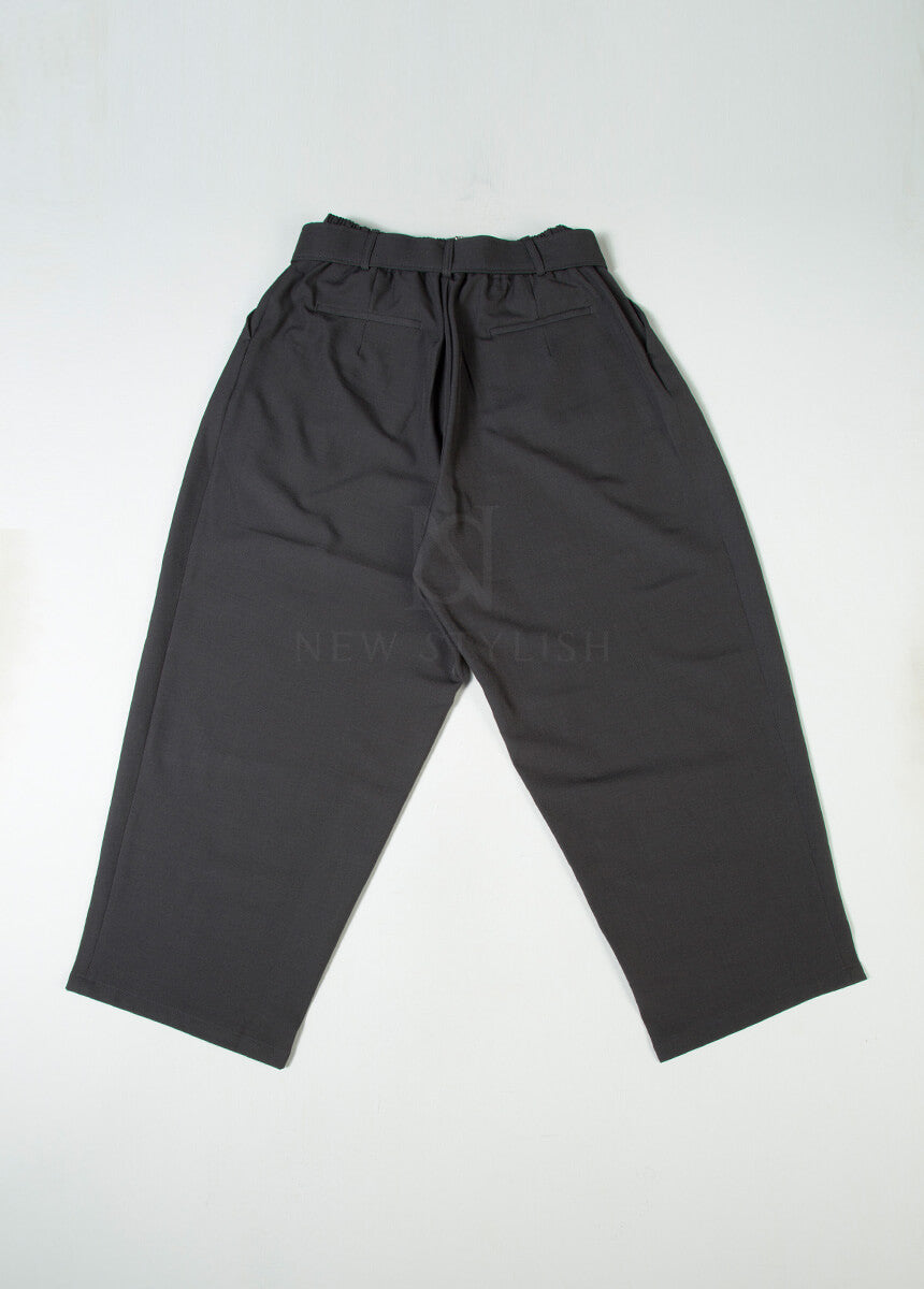 Belted Two-Tuck Wide-Leg Balloon Pants