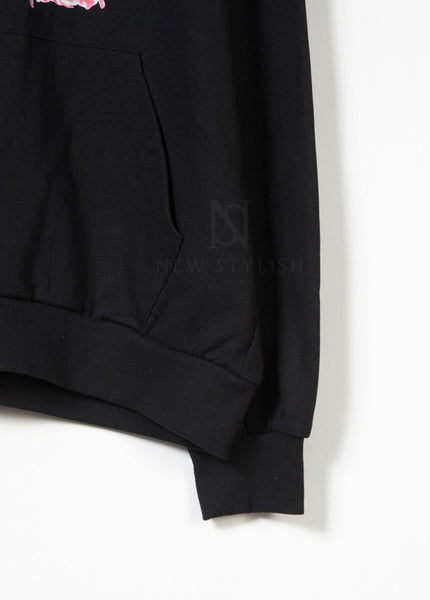 Pink Bear Graphic Loose-Fit Hoodie