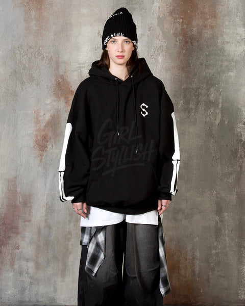 Bone Skeleton Graphic Oversized Hoodie