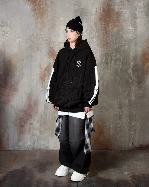 Bone Skeleton Graphic Oversized Hoodie