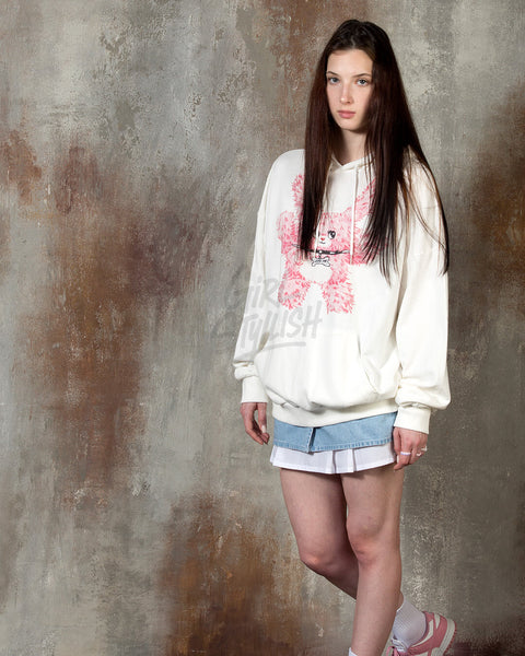 Pink Bear Graphic Loose-Fit Hoodie